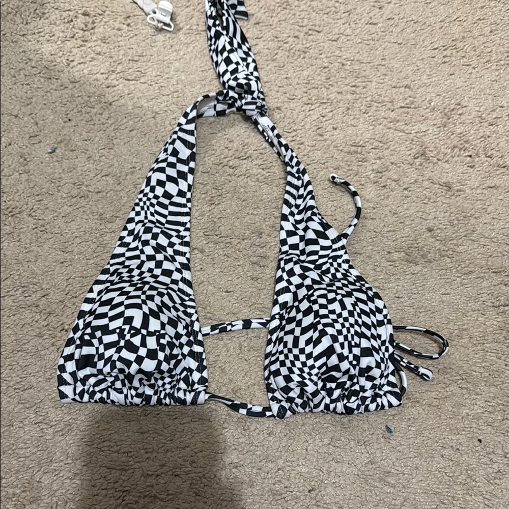 Wild Fable Black and White Checkered Bikini Top